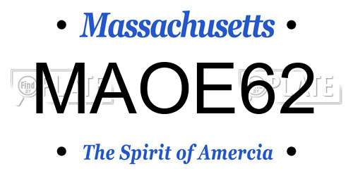 MAOE62 Massachusetts License Plate