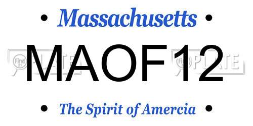 MAOF12 Massachusetts License Plate