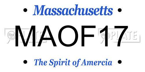 MAOF17 Massachusetts License Plate