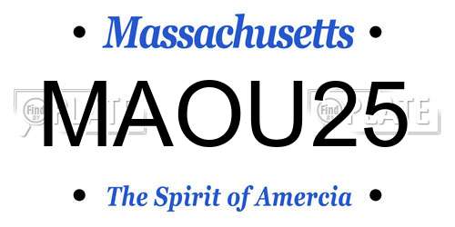 MAOU25 Massachusetts License Plate
