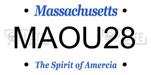 MAOU28 Massachusetts License Plate