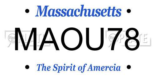 MAOU78 Massachusetts License Plate