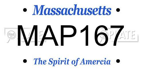 MAP167 Massachusetts License Plate