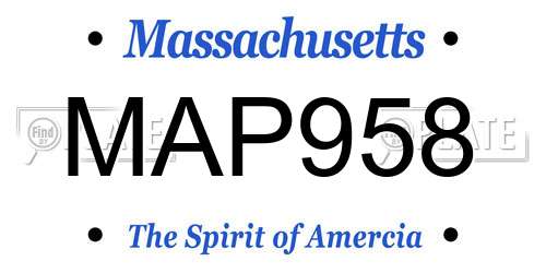 MAP958 Massachusetts License Plate