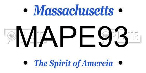 MAPE93 Massachusetts License Plate