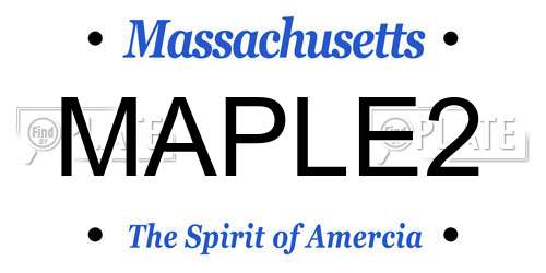 MAPLE2 Massachusetts License Plate