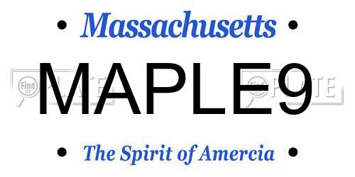 MAPLE9 Massachusetts License Plate