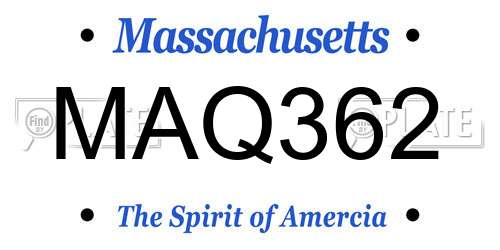 MAQ362 Massachusetts License Plate