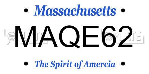 MAQE62 Massachusetts License Plate