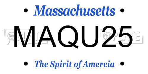 MAQU25 Massachusetts License Plate