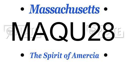 MAQU28 Massachusetts License Plate