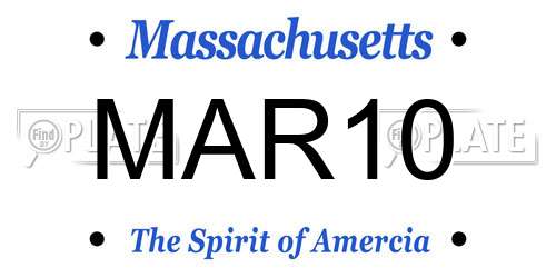 MAR10 Massachusetts License Plate