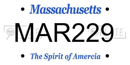 MAR229 Massachusetts License Plate