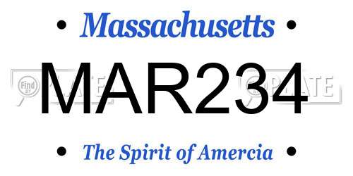 MAR234 Massachusetts License Plate