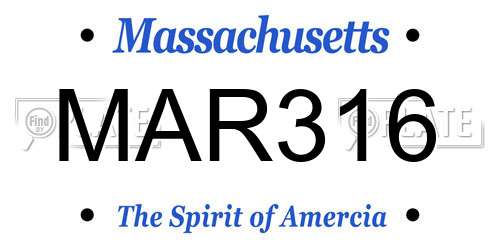 MAR316 Massachusetts License Plate