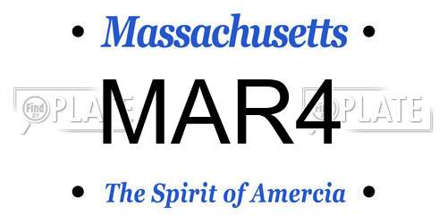 MAR4 Massachusetts License Plate