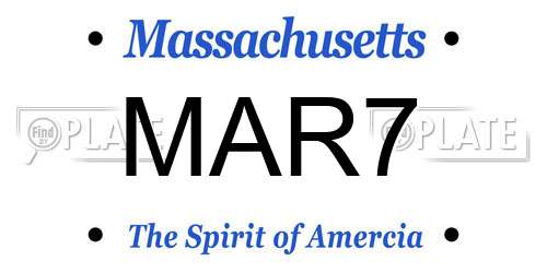 MAR7 Massachusetts License Plate