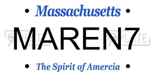 MAREN7 Massachusetts License Plate