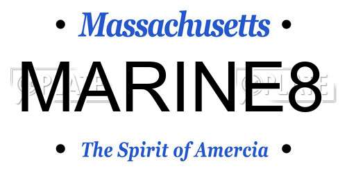 MARINE8 Massachusetts License Plate