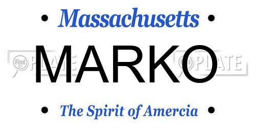 MARKO Massachusetts License Plate