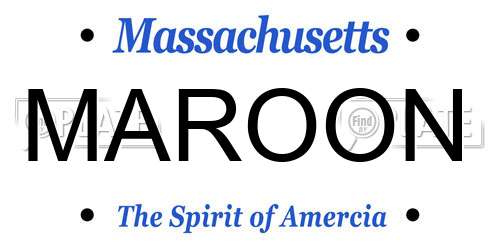 MAROON Massachusetts License Plate