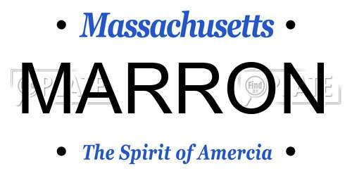 MARRON Massachusetts License Plate