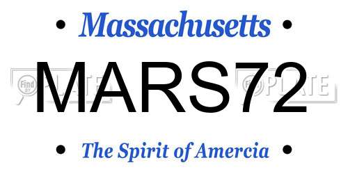 MARS72 Massachusetts License Plate