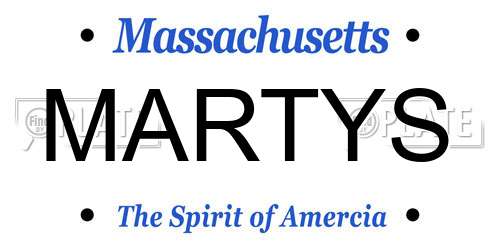 MARTYS Massachusetts License Plate
