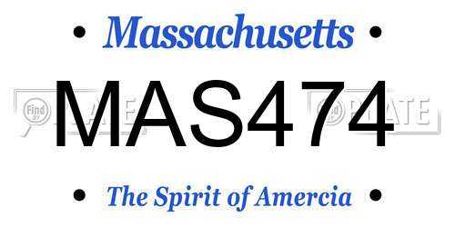 MAS474 Massachusetts License Plate