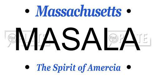 MASALA Massachusetts License Plate