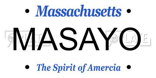 MASAYO Massachusetts License Plate