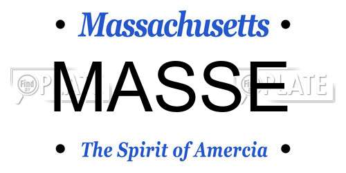MASSE Massachusetts License Plate