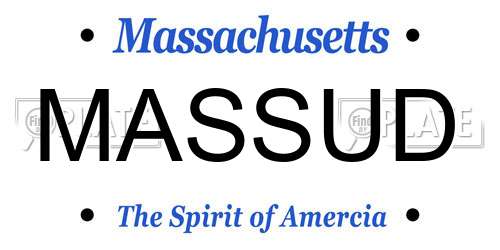 MASSUD Massachusetts License Plate