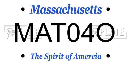 MAT04O Massachusetts License Plate