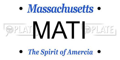 MATI Massachusetts License Plate