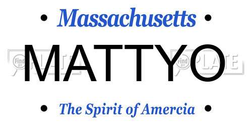 MATTYO Massachusetts License Plate