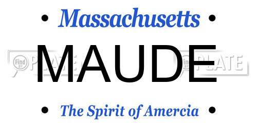 MAUDE Massachusetts License Plate