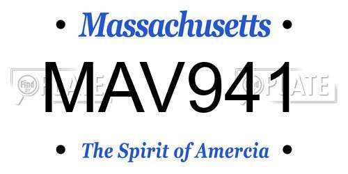 MAV941 Massachusetts License Plate