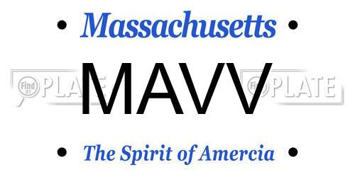 MAVV Massachusetts License Plate