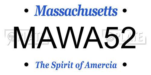 MAWA52 Massachusetts License Plate