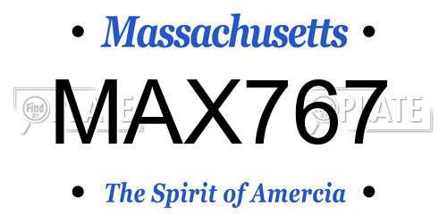 MAX767 Massachusetts License Plate