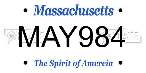 MAY984 Massachusetts License Plate