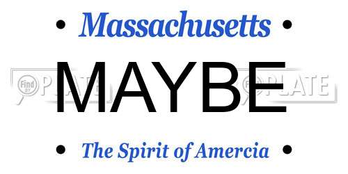 MAYBE Massachusetts License Plate