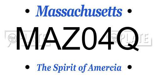 MAZ04Q Massachusetts License Plate