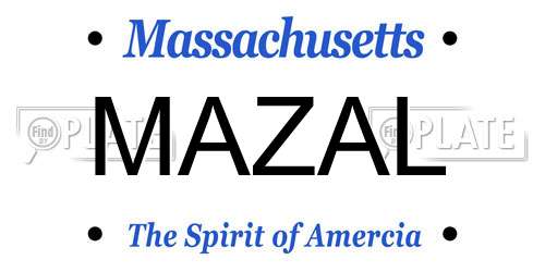 MAZAL Massachusetts License Plate