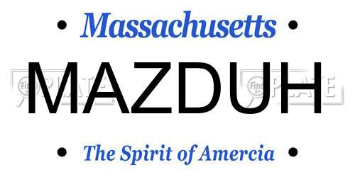 MAZDUH Massachusetts License Plate