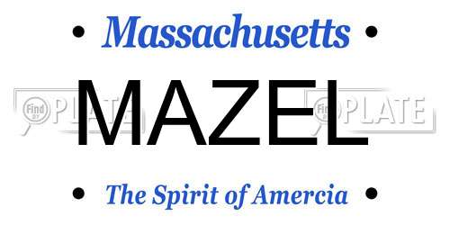 MAZEL Massachusetts License Plate