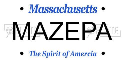 MAZEPA Massachusetts License Plate