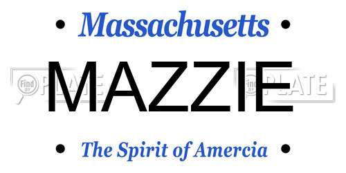 MAZZIE Massachusetts License Plate