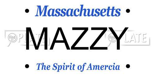 MAZZY Massachusetts License Plate